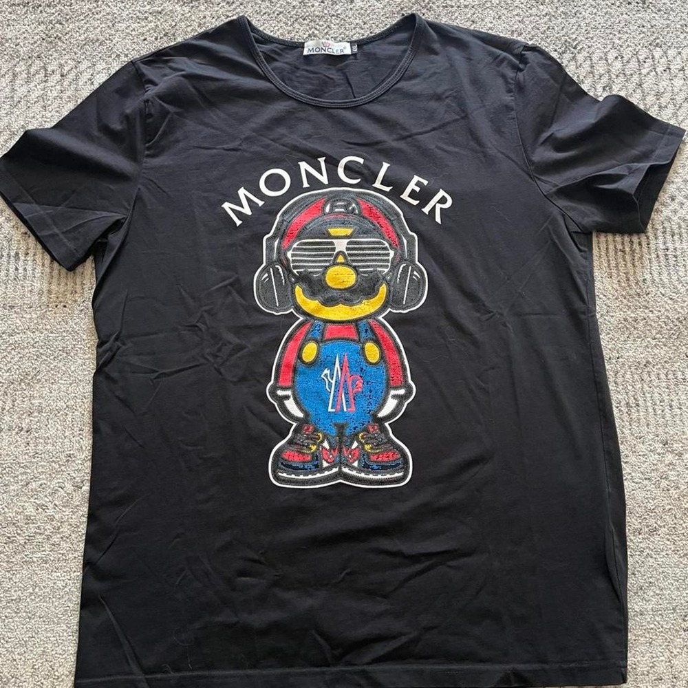Black graphic cartoon cotton breathable mens T-shirt